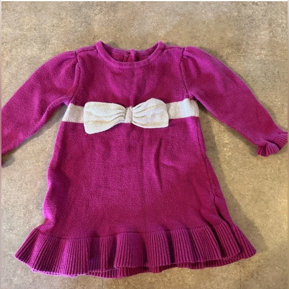 Gymboree -Baby Fuchsia Knit Sweater Dress with Bow, Size 6-12M